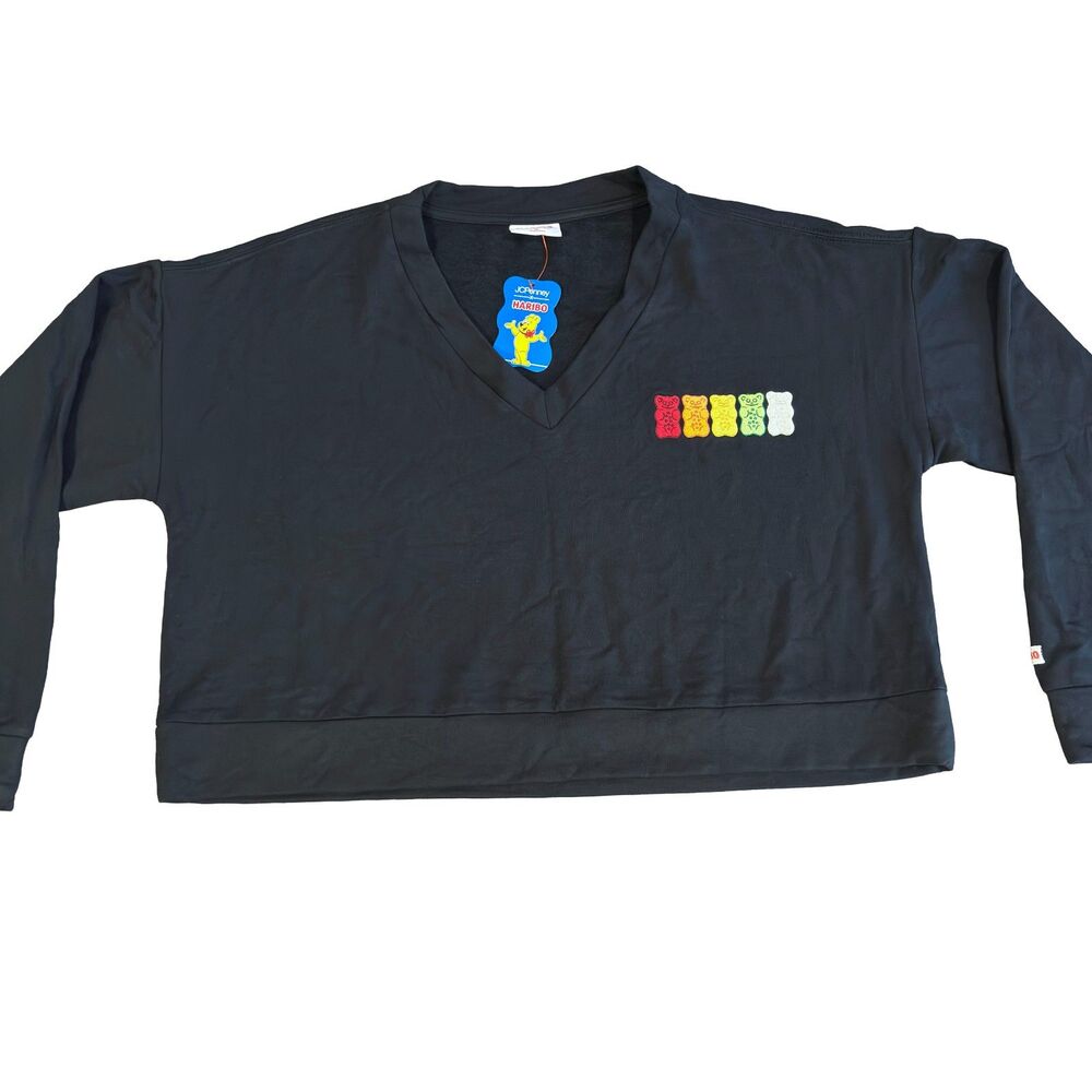 JCPenney x HARIBO Gummy Bear V-Neck Cropped Sweatshirt Womens XL NWT